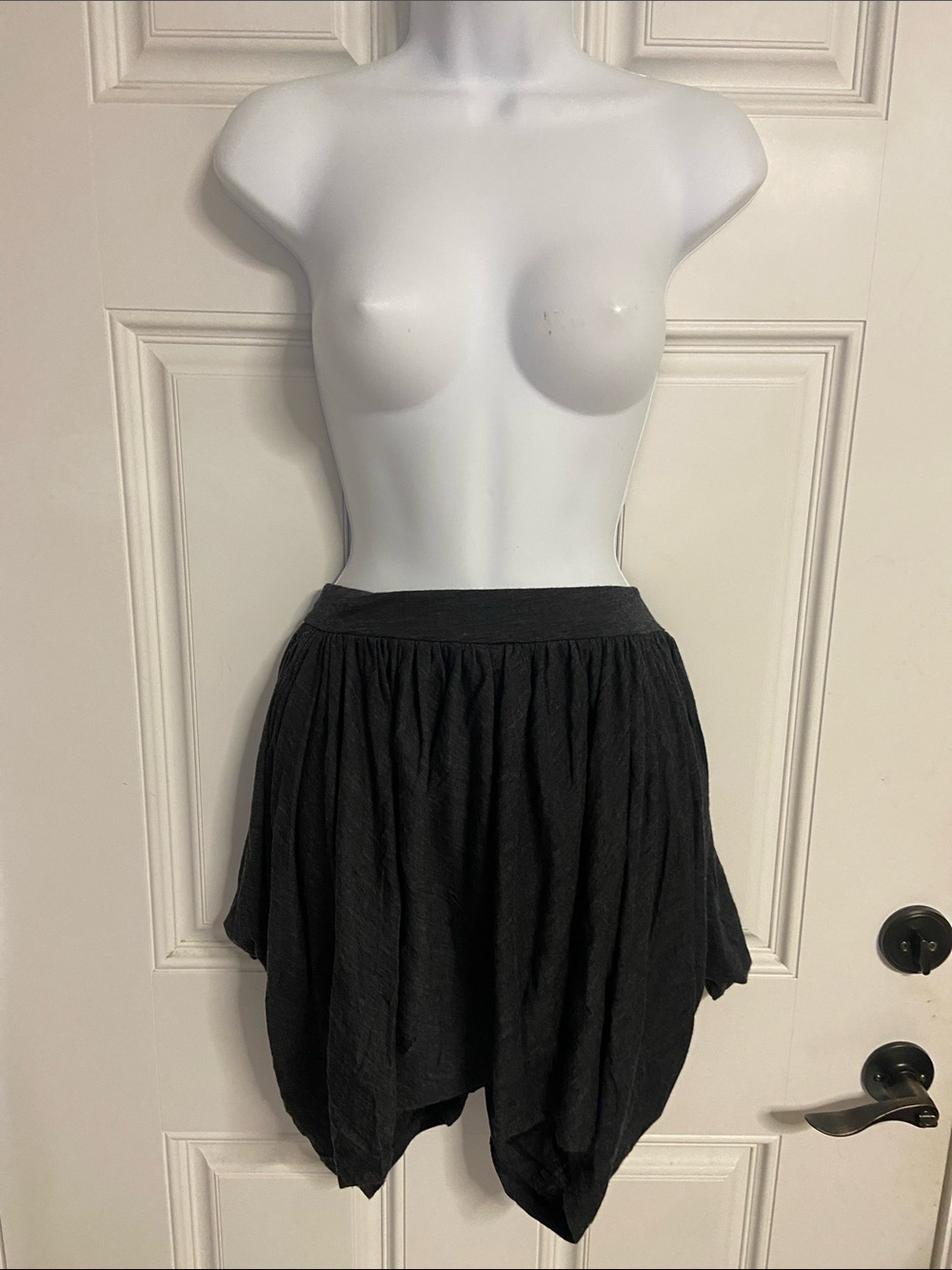 T3- Y3 YOHJI YAMAMOTO Dark Gray DRSPED GRUNGE Asymmetrical Pull-On Skirt